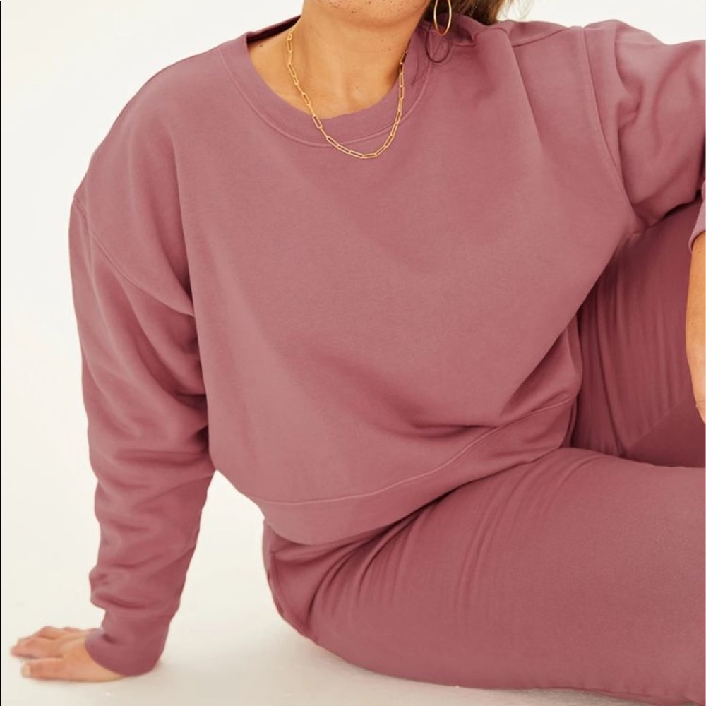 Girlfriend Collective Mauve Cropped Sweatshirt - S